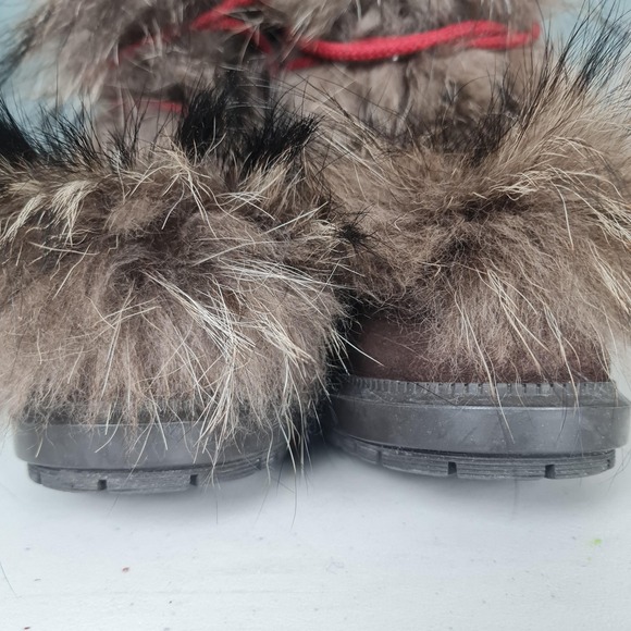 Aquatalia Lilaana Boots Womens 7.5 Brown Suede Fur Lace Up Italy Hike Winter - Picture 9 of 16